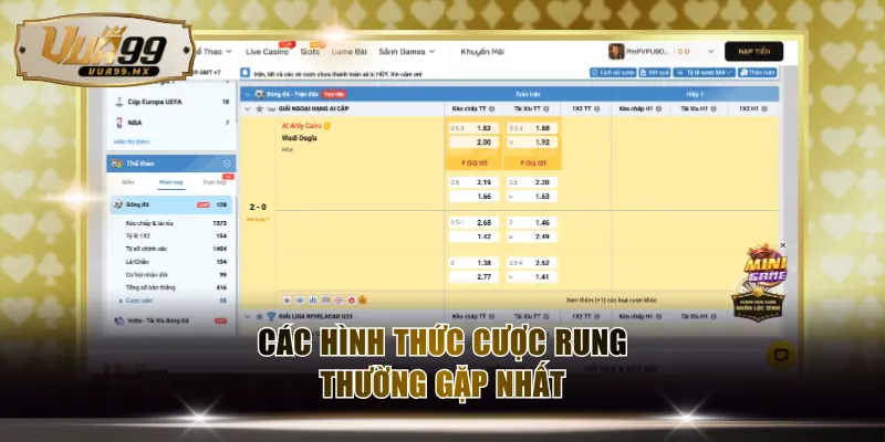 Các hình thức cược rung thường gặp nhất